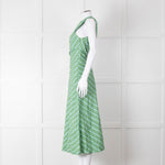 Faithfull The Brand Green Striped One Shoulder Cotton Dress