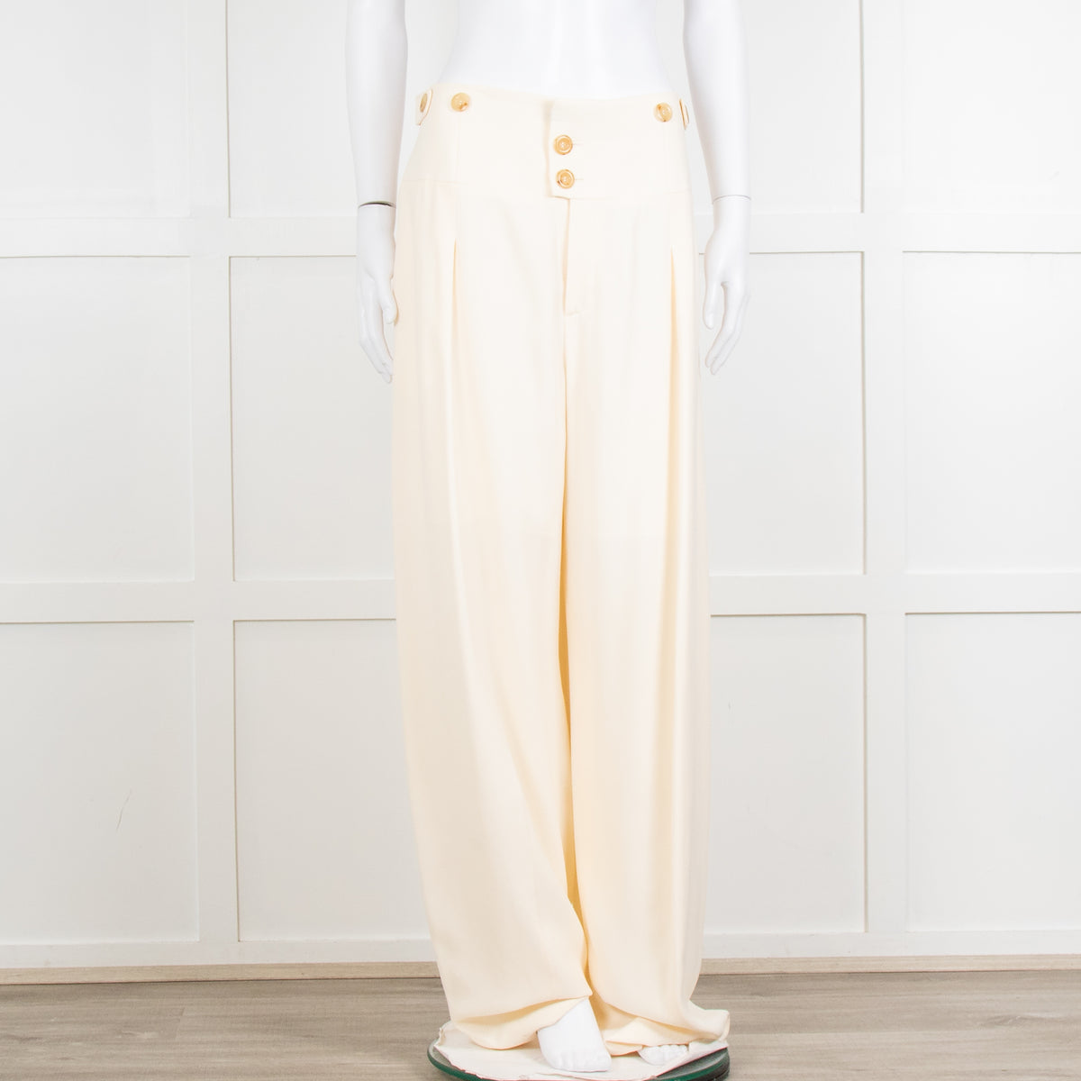 Chloe Cream Barrel Leg Trousers with Adjustable Waist