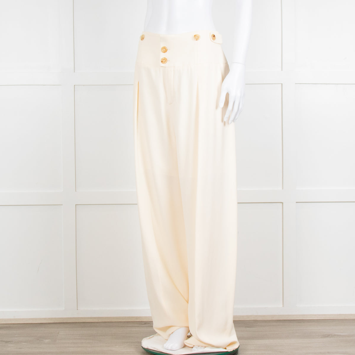 Chloe Cream Barrel Leg Trousers with Adjustable Waist