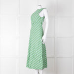 Faithfull The Brand Green Striped One Shoulder Cotton Dress