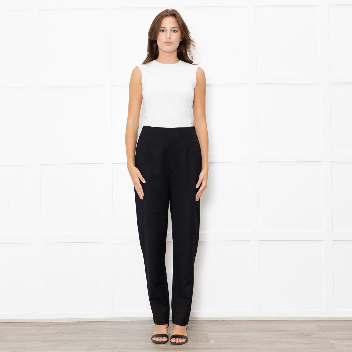 Toteme Black High Waisted Wool Mix Trousers