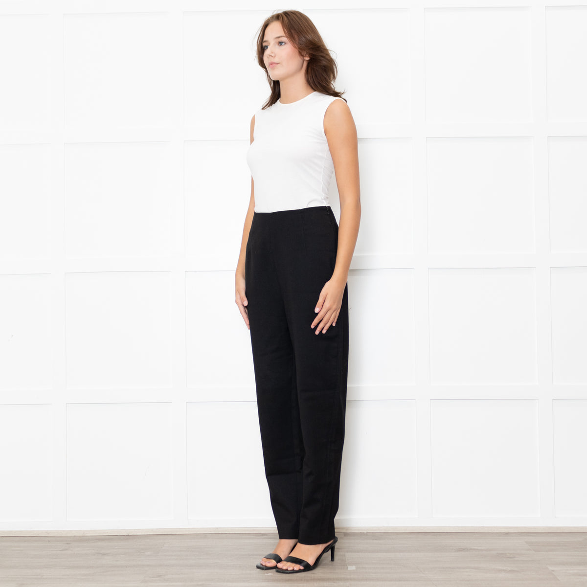 Toteme Black High Waisted Wool Mix Trousers
