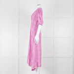 Faithfull The Brand Pink & White Checked Dress With Short Sleeves