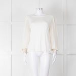 Me + Em Cream Sheer Sleeve Long Sleeve Top