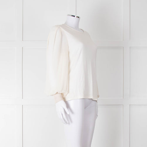 Me + Em Cream Sheer Sleeve Long Sleeve Top