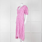 Faithfull The Brand Pink & White Checked Dress With Short Sleeves
