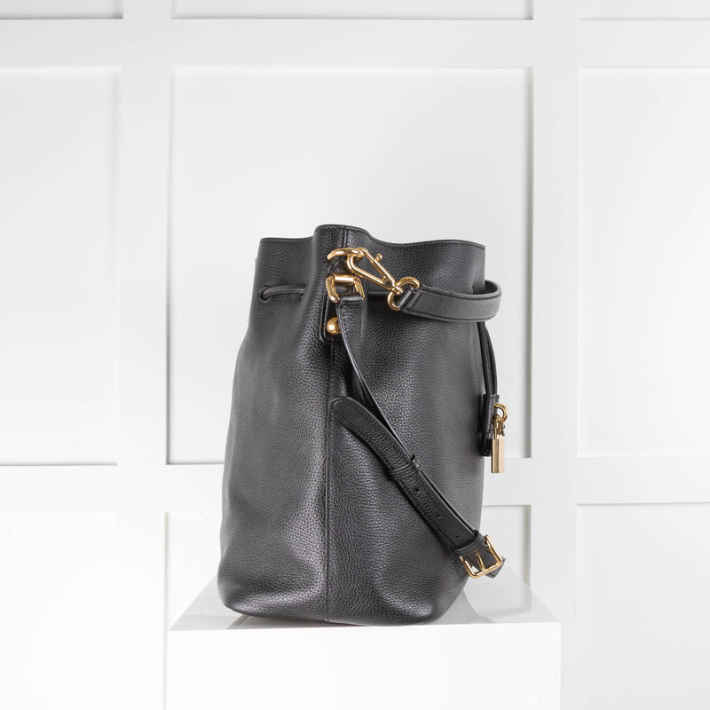 Dolce & Gabbana Black Bucket Bag with Gold Padlock
