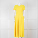 Roksanda Adriana Bright Yellow Short Sleeve Dress with Front Split