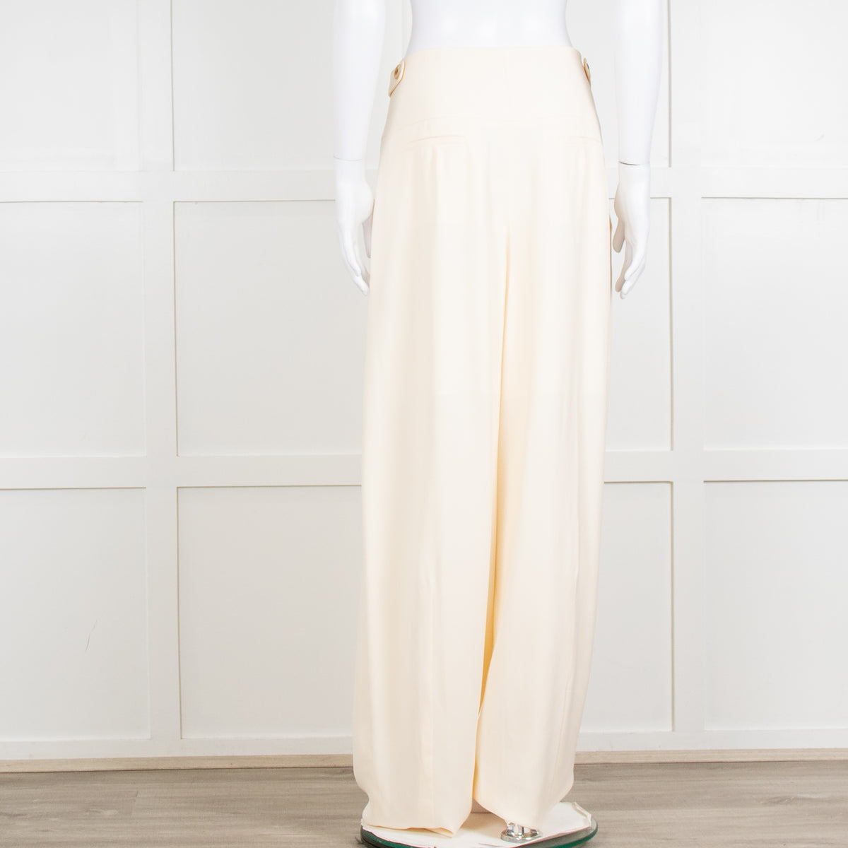 Chloe Cream Barrel Leg Trousers with Adjustable Waist