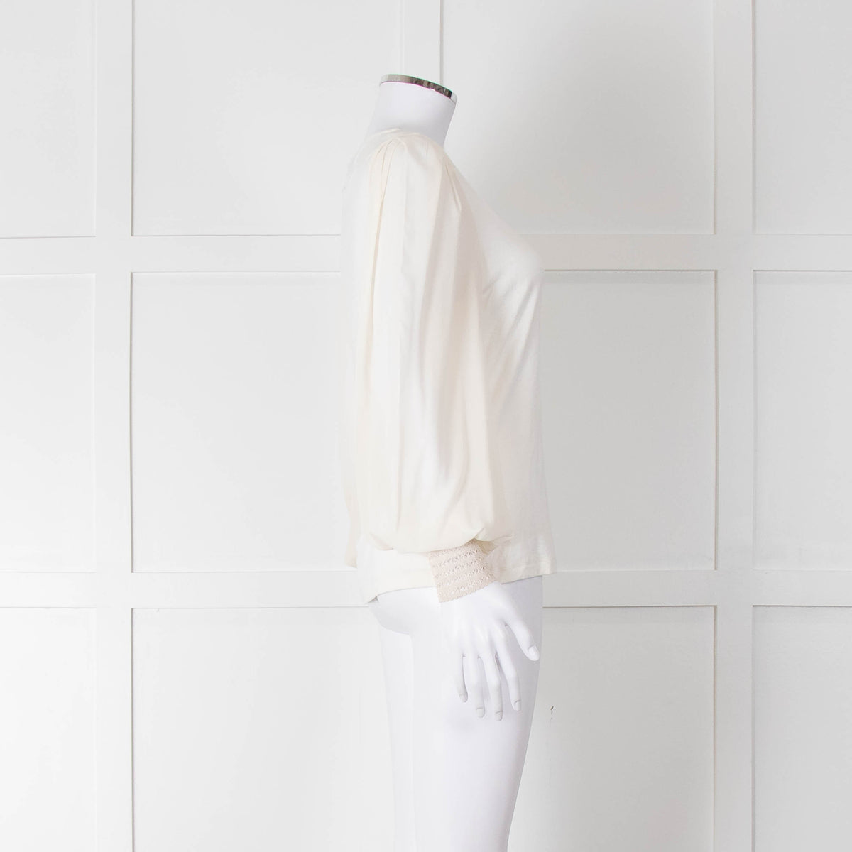 Me + Em Cream Sheer Sleeve Long Sleeve Top