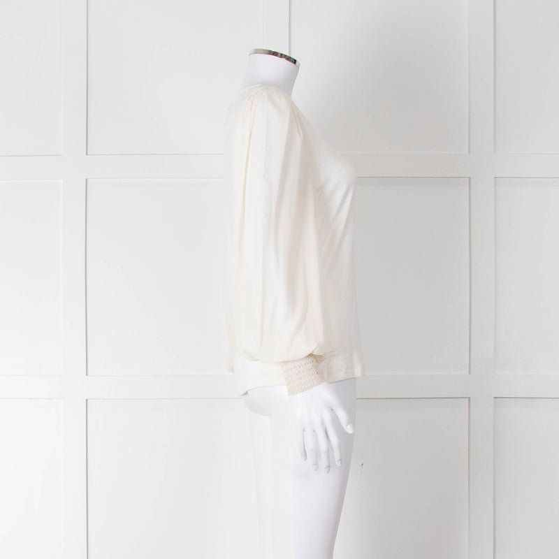 Me + Em Cream Sheer Sleeve Long Sleeve Top
