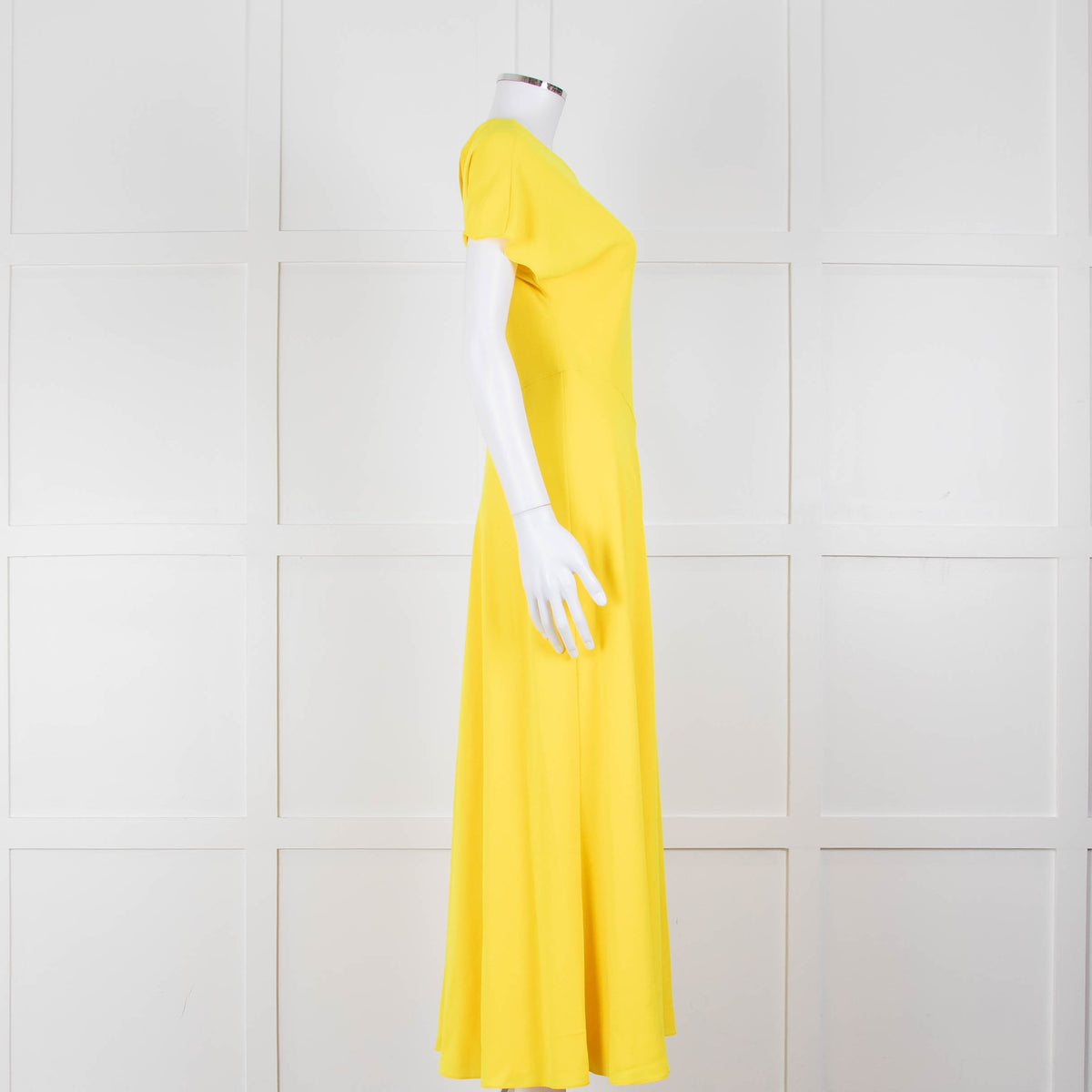 Roksanda Adriana Bright Yellow Short Sleeve Dress with Front Split