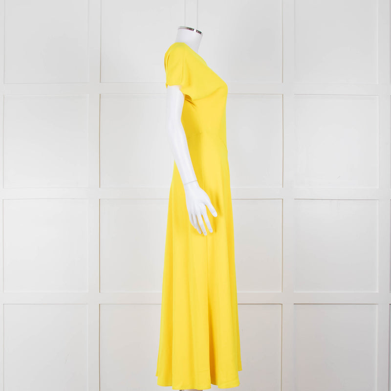 Roksanda Adriana Bright Yellow Short Sleeve Dress with Front Split