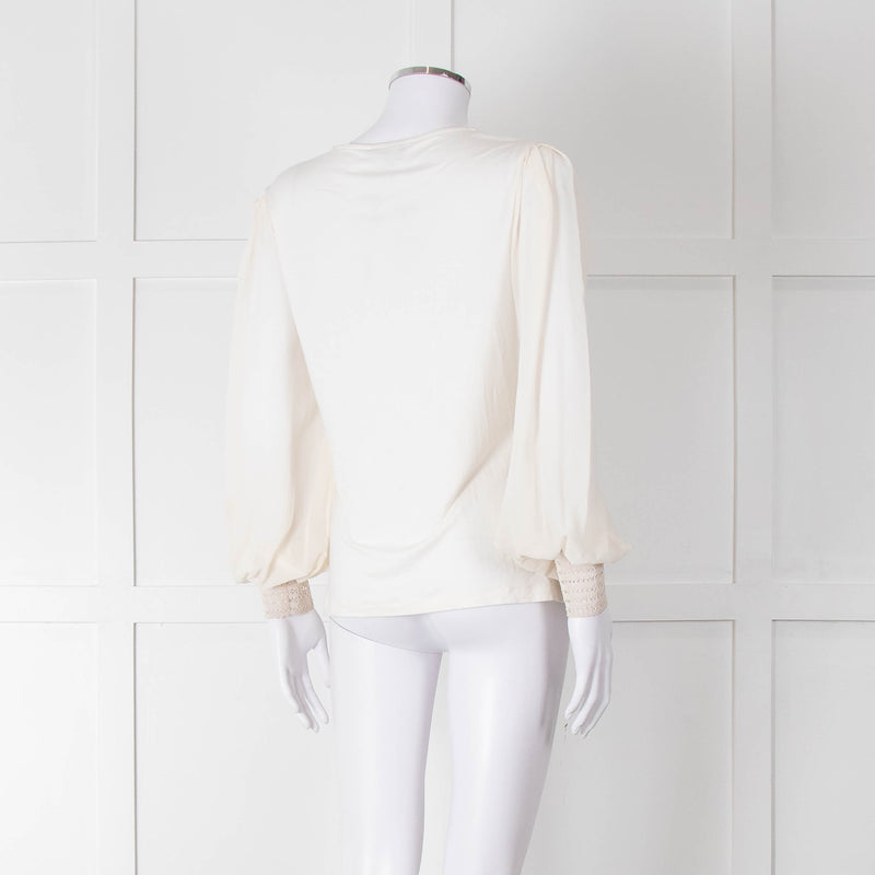 Me + Em Cream Sheer Sleeve Long Sleeve Top