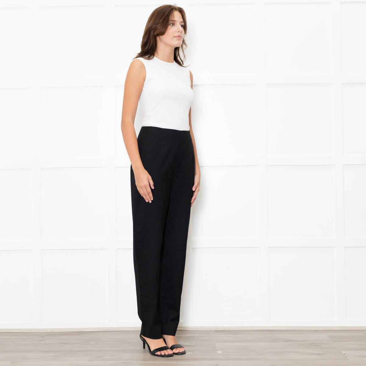 Toteme Black High Waisted Wool Mix Trousers