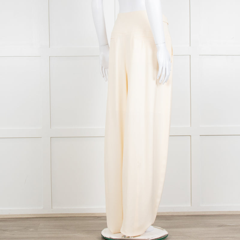 Chloe Cream Barrel Leg Trousers with Adjustable Waist