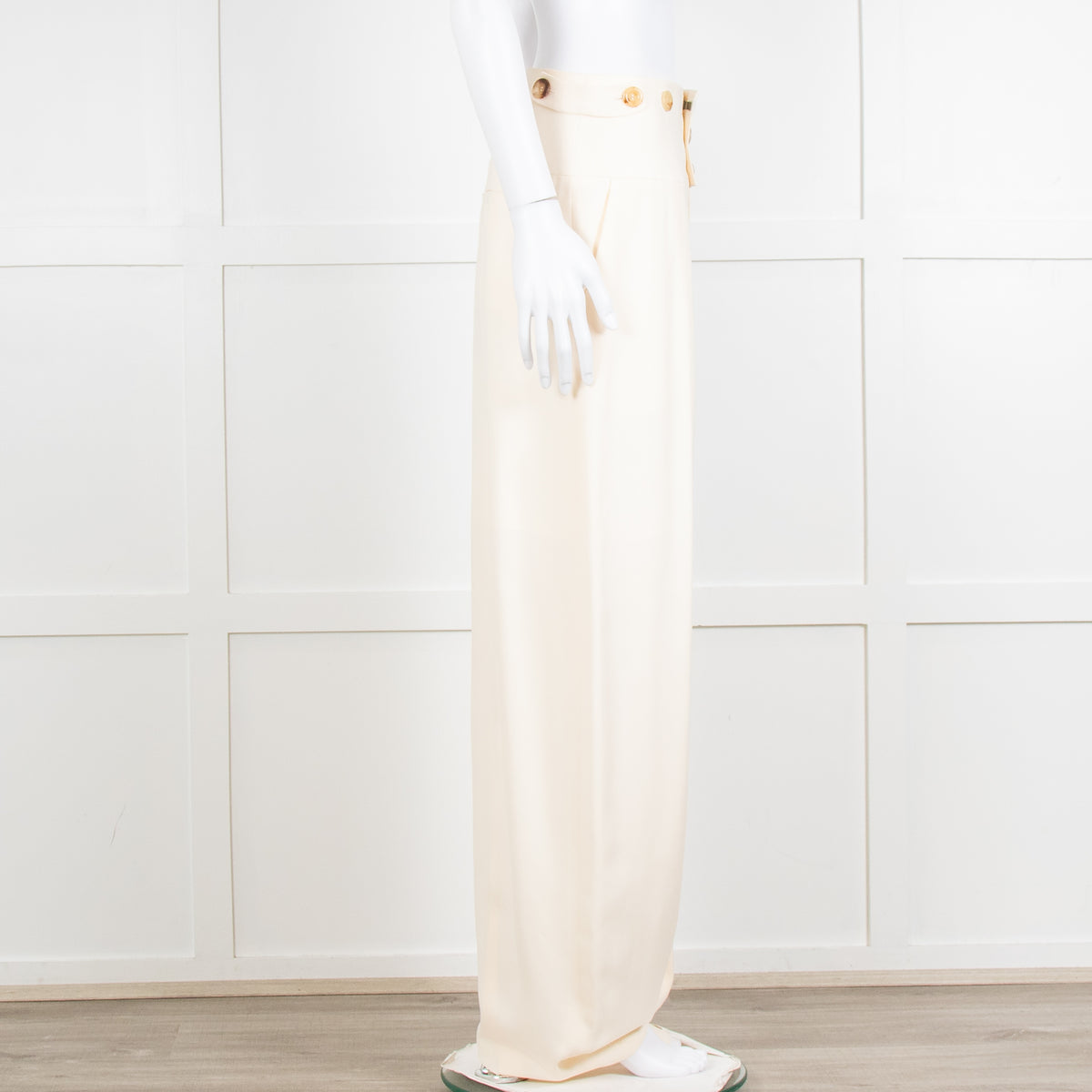 Chloe Cream Barrel Leg Trousers with Adjustable Waist
