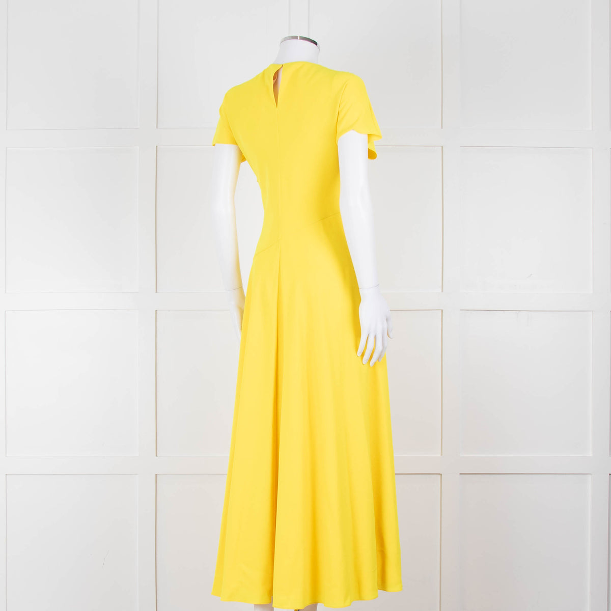 Roksanda Adriana Bright Yellow Short Sleeve Dress with Front Split