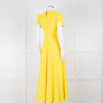 Roksanda Adriana Bright Yellow Short Sleeve Dress with Front Split