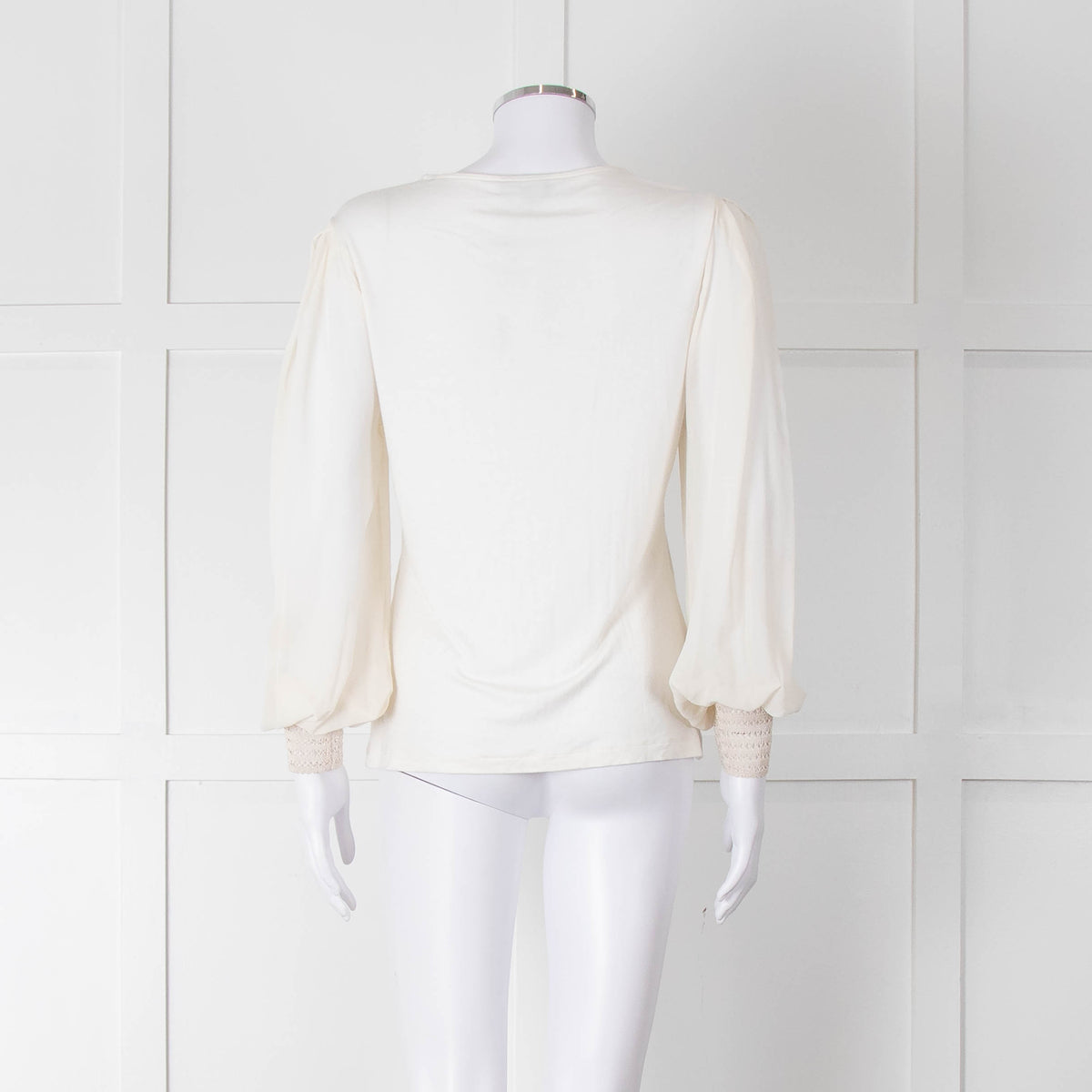 Me + Em Cream Sheer Sleeve Long Sleeve Top