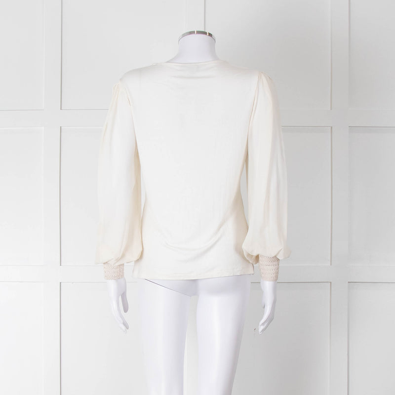 Me + Em Cream Sheer Sleeve Long Sleeve Top