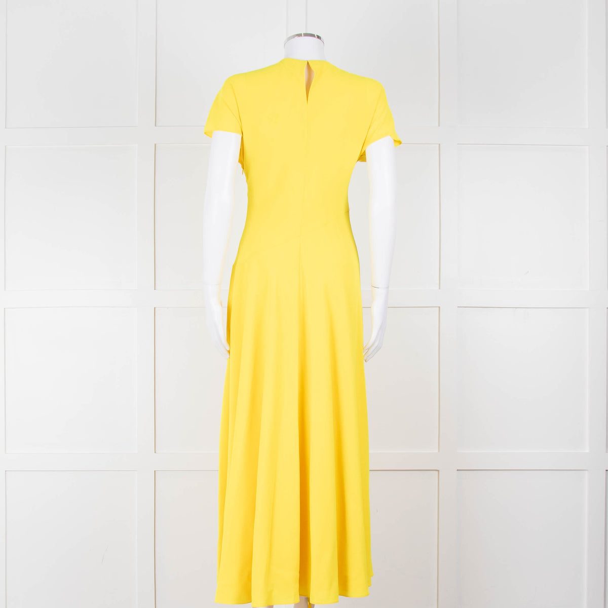 Roksanda Adriana Bright Yellow Short Sleeve Dress with Front Split