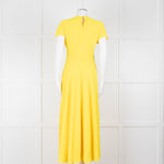 Roksanda Adriana Bright Yellow Short Sleeve Dress with Front Split