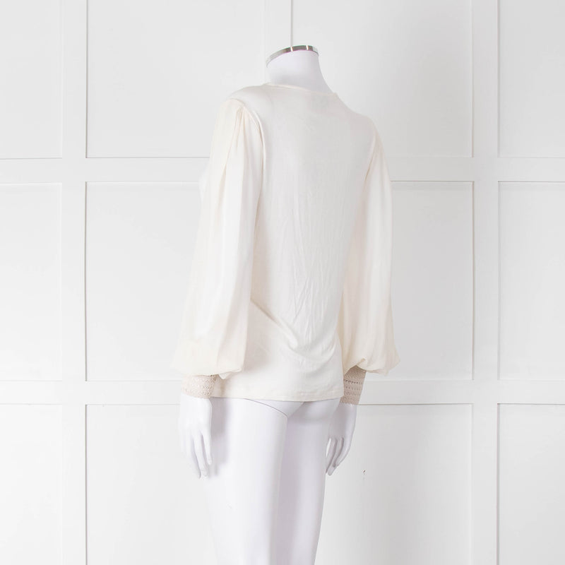 Me + Em Cream Sheer Sleeve Long Sleeve Top