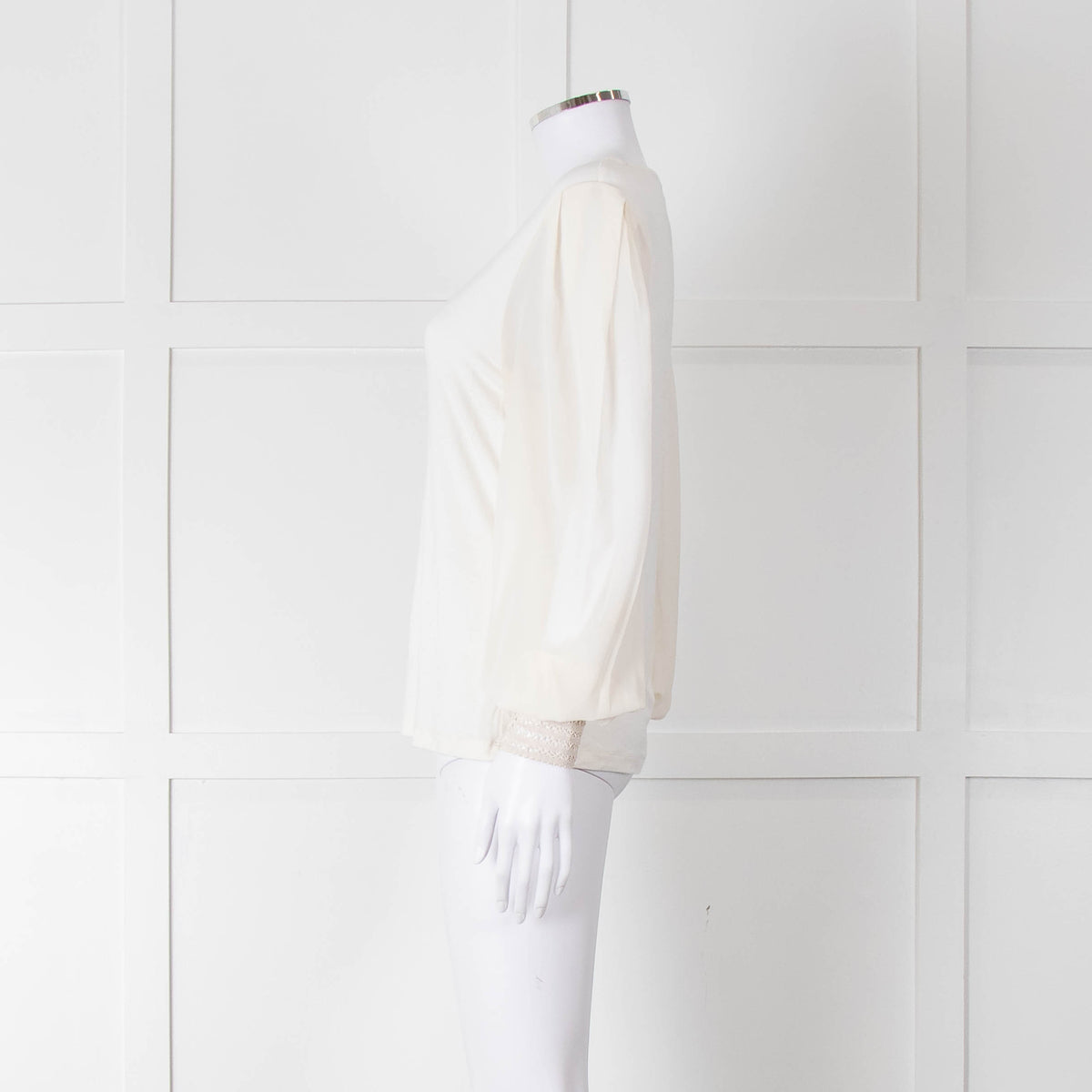 Me + Em Cream Sheer Sleeve Long Sleeve Top