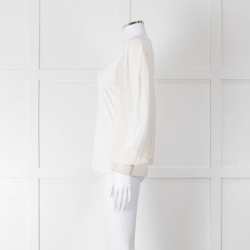 Me + Em Cream Sheer Sleeve Long Sleeve Top