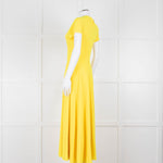 Roksanda Adriana Bright Yellow Short Sleeve Dress with Front Split