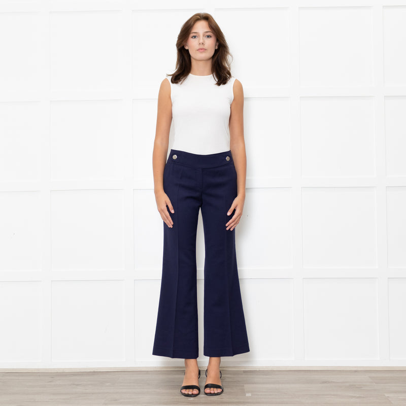 Escada Blue Flared Leg Trousers
