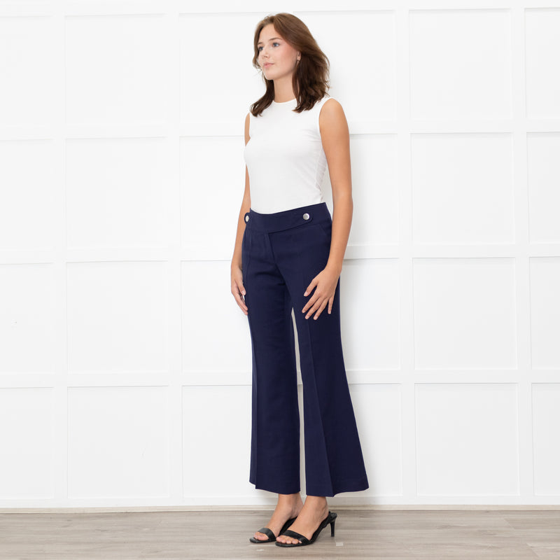 Escada Blue Flared Leg Trousers