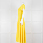 Roksanda Adriana Bright Yellow Short Sleeve Dress with Front Split