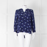 Mercy Delta Navy Blue Bird Print Long Sleeve Top