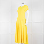 Roksanda Adriana Bright Yellow Short Sleeve Dress with Front Split