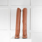 Brooks Brothers Tan Chunky Heel Knee Boots