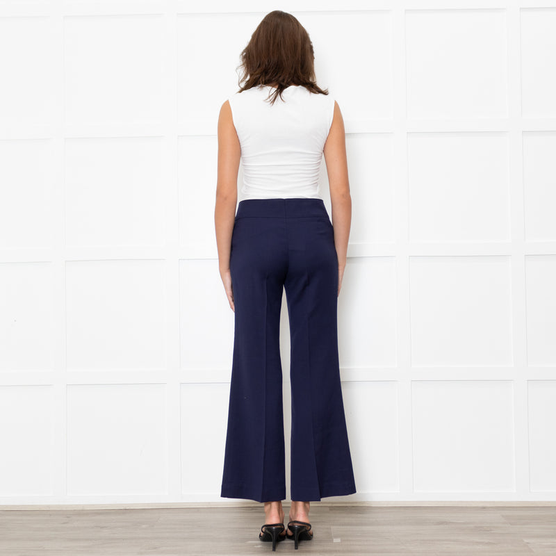Escada Blue Flared Leg Trousers