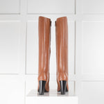 Brooks Brothers Tan Chunky Heel Knee Boots