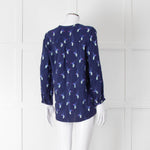 Mercy Delta Navy Blue Bird Print Long Sleeve Top
