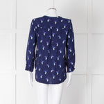 Mercy Delta Navy Blue Bird Print Long Sleeve Top