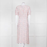 Faithfull The Brand Multicoloured Floral Dress With Short Puff Sleeves & Gathered Waist