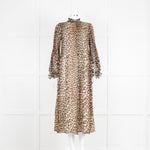 Ganni Leopard Print Plisse Midi Dress