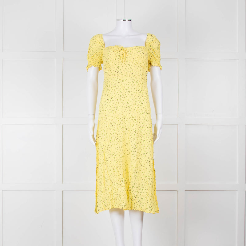Faithfull The Brand Evelyn La Fica Yellow Floral Print Dress