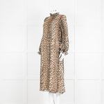Ganni Leopard Print Plisse Midi Dress