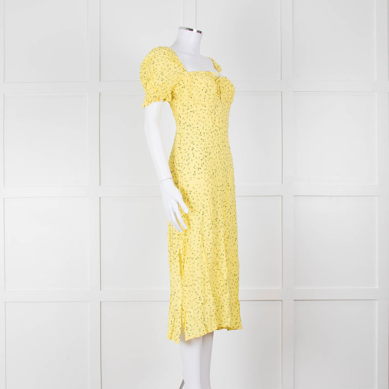 Faithfull The Brand Evelyn La Fica Yellow Floral Print Dress