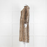 Ganni Leopard Print Plisse Midi Dress