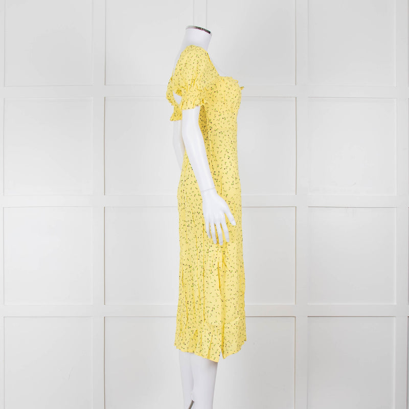 Faithfull The Brand Evelyn La Fica Yellow Floral Print Dress