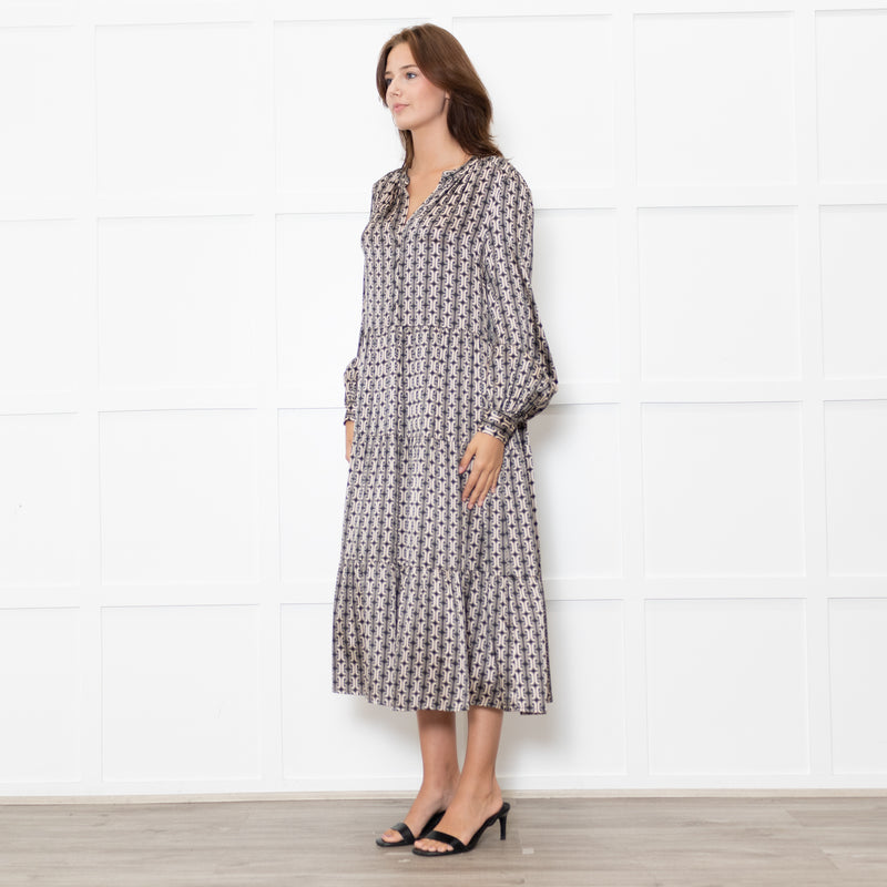 Dea Kudibal Black And Beige Link Print Silk Dress