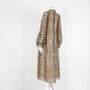 Ganni Leopard Print Plisse Midi Dress